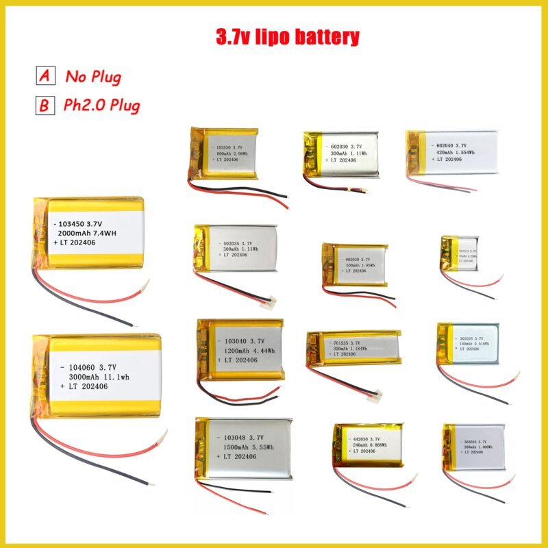 Batterie au lithium polymère Lipo pour humidificateurs PS4, reviede navigation GPS, localisateur portable intelligent, haut-parleur Bluetooth, 3.7V - AliExpress 44