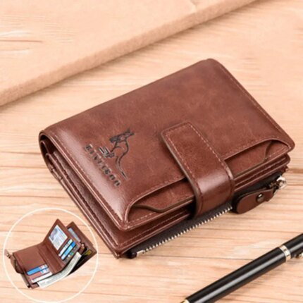 Porte-monnaie en cuir avec blocage RFID pour homme, porte-cartes de visite à fermeture éclair, sac d'argent pour homme, sac d'identité, mode masculine - AliExpress 1524