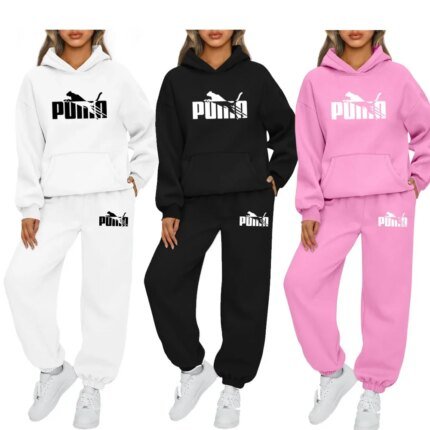 Survêtement 2 pièces décontracté pour femme, sweats à capuche et pantalons de survêtement, chemise de protection, vêtements de jogging, ensembles de pantalons souriants, pull,...