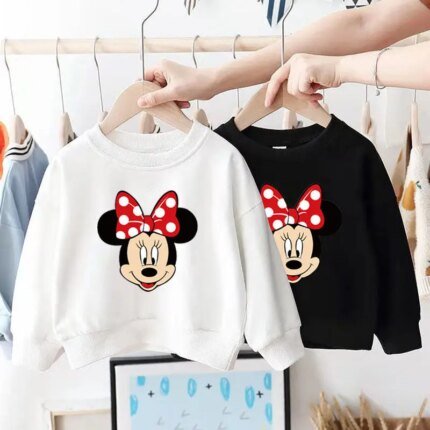 Sweat-shirt à manches longues Minnie pour enfants, sweats à capuche dessin animé Disney, pulls à col rond, mode Y, bébé fille, printemps, automne - AliExpress 1501