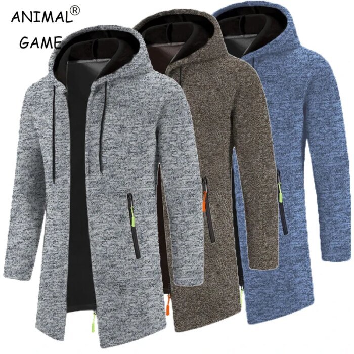 Sweats à capuche à manches longues PVD pour hommes avec fermeture éclair, sweats à capuche surdimensionnés, veste d'hiver, manteau, pull noir - AliExpress 200000343