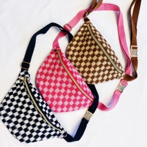 Check Pattern Belt Sling Bag